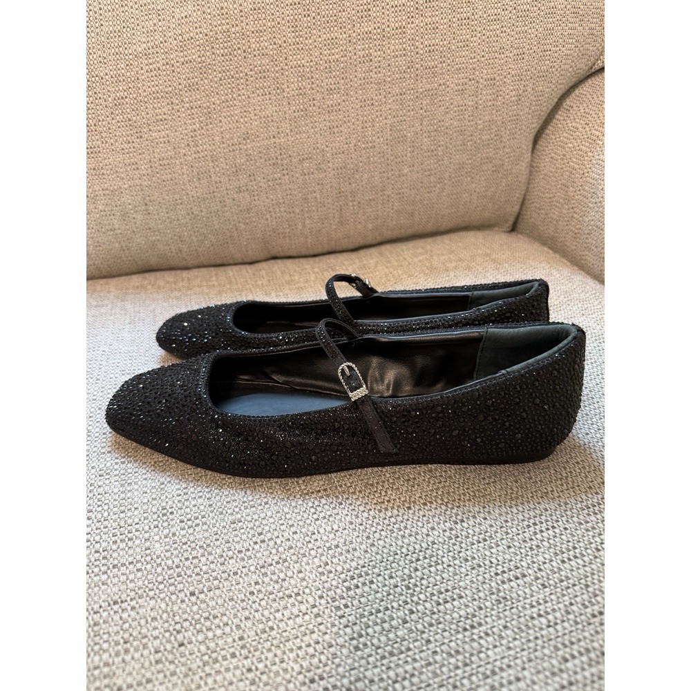 Dolce Vita Reyes Black Metallic Crystal Square Toe Mary Jane Flats - Picture 7 of 10